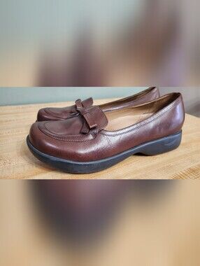 Vintage Dansko Danielle Bow Loafers Brown Leather Chunky Y2K Women's EU 41 US 10